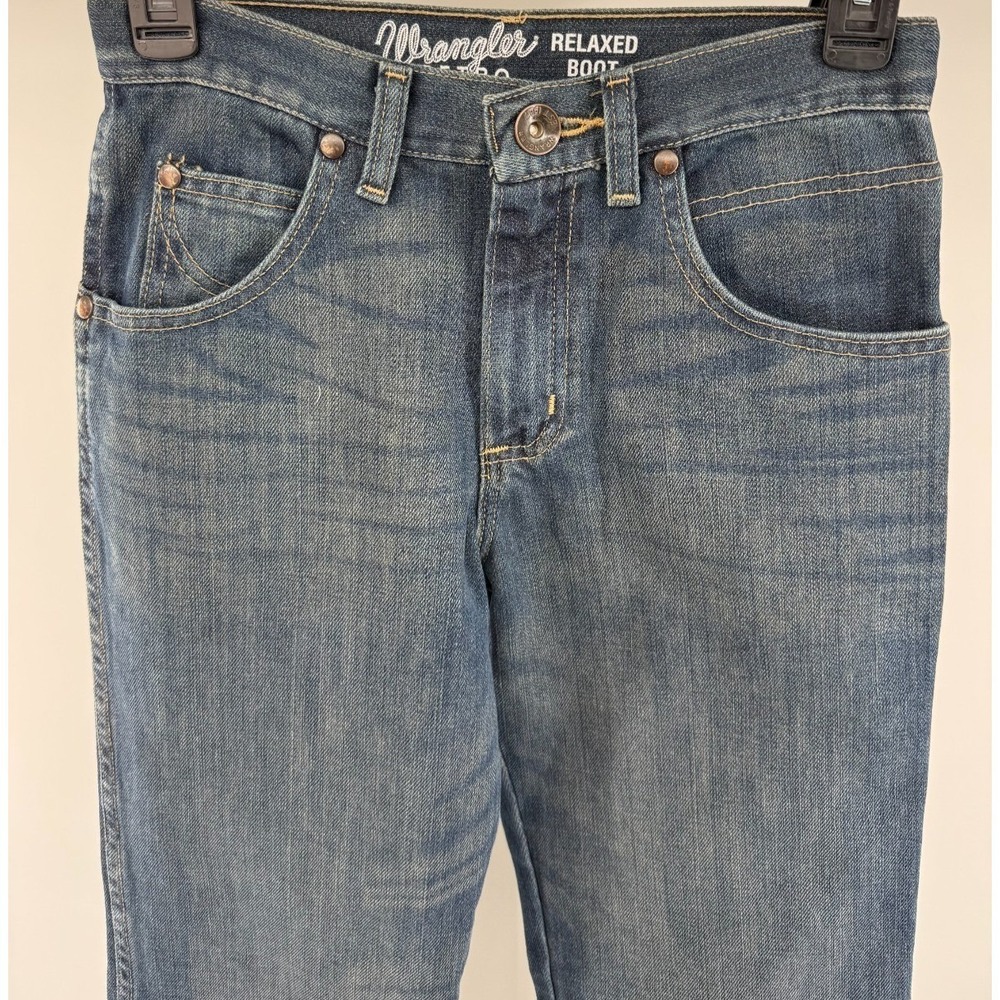 Wrangler Retro Relaxed Boot Denim Jeans Slim Medium Wash Youth Boys 14 28x29 - Picture 4 of 8